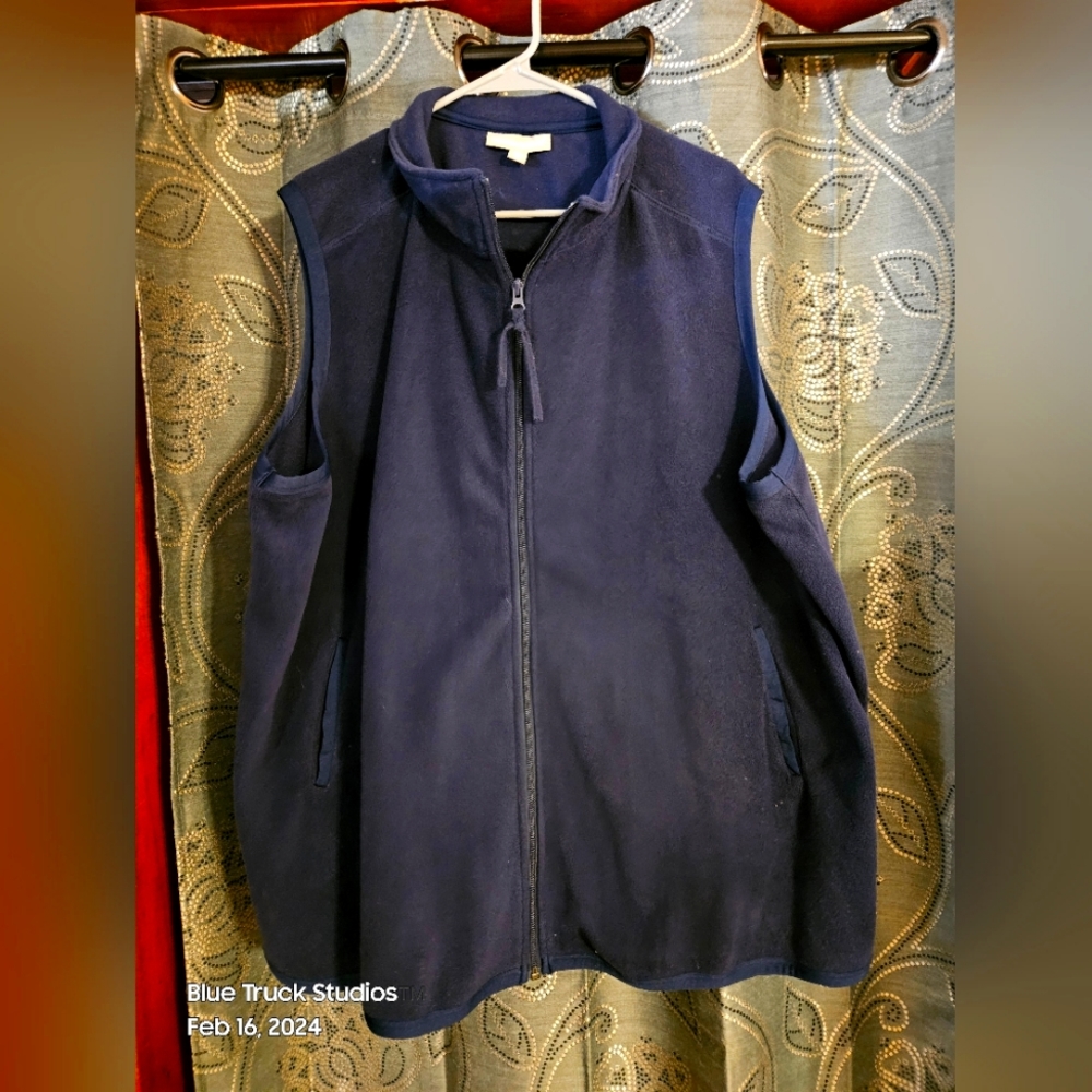 Woman Within Fleece Full Zip Up Plus Size Pocket Vest 2X 26/28